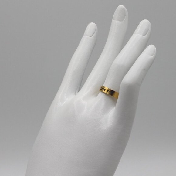 Jewelry ring band I Love You romantic love yellow gold tone adjustable new - Picture 3 of 6